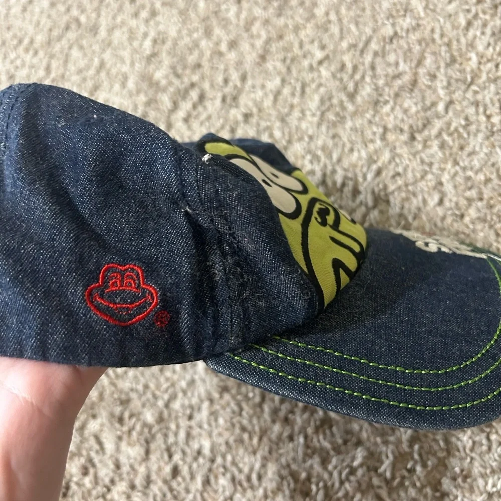 Señor Frog's Navy Hat Lime Frog Patch Mexico Headwear Adjustable Men's Cap Red